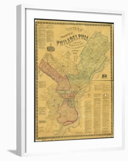 Scott's Map of the Consolidated City of Philadelphia, 1856-James Scott-Framed Giclee Print