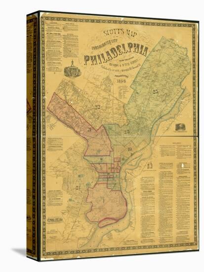 Scott's Map of the Consolidated City of Philadelphia, 1856-James Scott-Stretched Canvas