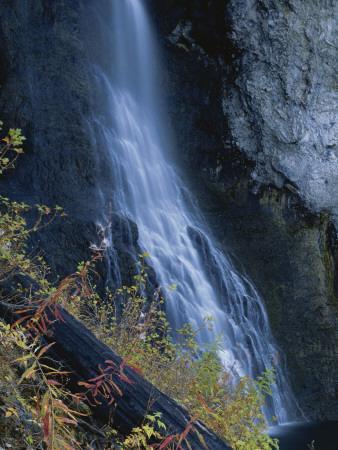Waterfall Down Rock Face, Fairy Falls, Yellowstone National Park, Wyoming, USA