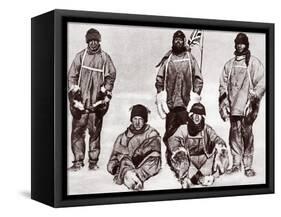 Scott, Wilson, Oates, Bowers and Evans at the South Pole, 18th January 1912-English Photographer-Framed Stretched Canvas