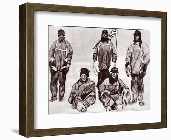 Scott, Wilson, Oates, Bowers and Evans at the South Pole, 18th January 1912-English Photographer-Framed Photographic Print