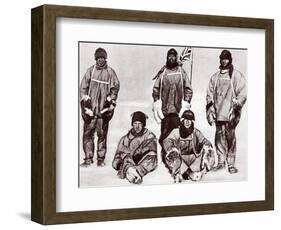 Scott, Wilson, Oates, Bowers and Evans at the South Pole, 18th January 1912-English Photographer-Framed Photographic Print