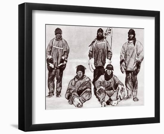 Scott, Wilson, Oates, Bowers and Evans at the South Pole, 18th January 1912-English Photographer-Framed Photographic Print
