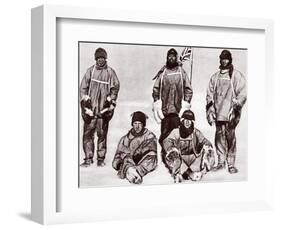 Scott, Wilson, Oates, Bowers and Evans at the South Pole, 18th January 1912-English Photographer-Framed Photographic Print