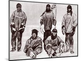 Scott, Wilson, Oates, Bowers and Evans at the South Pole, 18th January 1912-English Photographer-Mounted Photographic Print