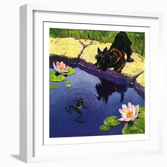 "Scottie and Frog,"August 1, 1935-Nelson Grofe-Framed Giclee Print