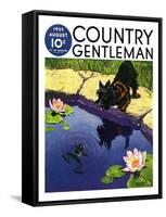 "Scottie and Frog," Country Gentleman Cover, August 1, 1935-Nelson Grofe-Framed Stretched Canvas