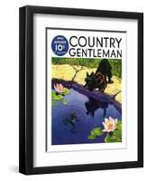 "Scottie and Frog," Country Gentleman Cover, August 1, 1935-Nelson Grofe-Framed Premium Giclee Print