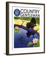 "Scottie and Frog," Country Gentleman Cover, August 1, 1935-Nelson Grofe-Framed Giclee Print