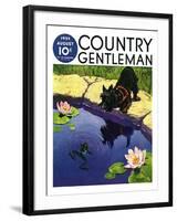 "Scottie and Frog," Country Gentleman Cover, August 1, 1935-Nelson Grofe-Framed Giclee Print