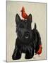 Scottie Dog and Red Birds-Fab Funky-Mounted Art Print