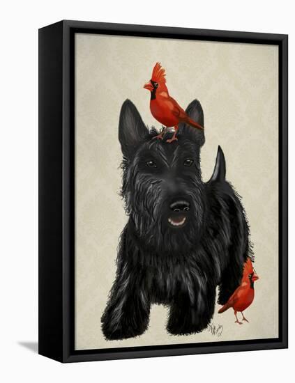 Scottie Dog and Red Birds-Fab Funky-Framed Stretched Canvas