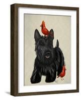 Scottie Dog and Red Birds-Fab Funky-Framed Art Print