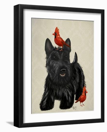 Scottie Dog and Red Birds-Fab Funky-Framed Art Print