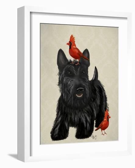 Scottie Dog and Red Birds-Fab Funky-Framed Art Print