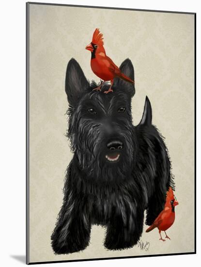 Scottie Dog and Red Birds-Fab Funky-Mounted Art Print