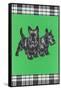 Scottie Dog Puppies with Tartan Print-null-Framed Stretched Canvas