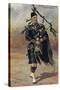 Scottish Bagpiper in Full Uniform-null-Stretched Canvas