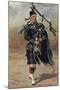 Scottish Bagpiper in Full Uniform-null-Mounted Art Print