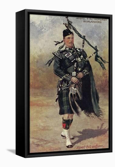 Scottish Bagpiper in Full Uniform-null-Framed Stretched Canvas