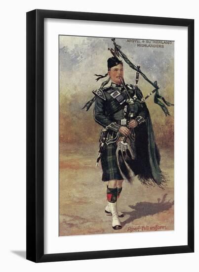 Scottish Bagpiper in Full Uniform-null-Framed Art Print