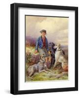 Scottish Boy with Wolfhounds in a Highland Landscape, 1870-James Jnr Hardy-Framed Giclee Print