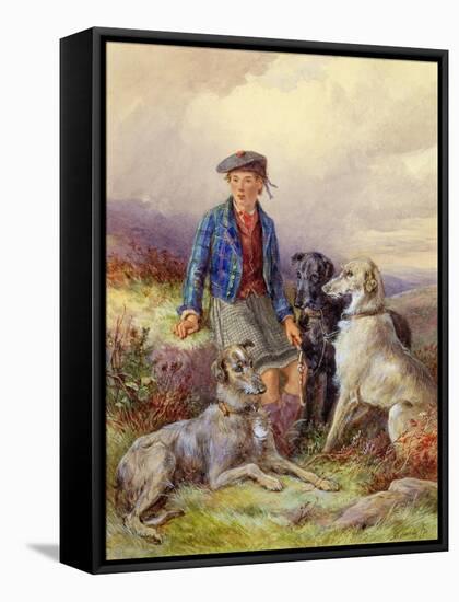 Scottish Boy with Wolfhounds in a Highland Landscape, 1870-James Jnr Hardy-Framed Stretched Canvas
