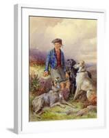 Scottish Boy with Wolfhounds in a Highland Landscape, 1870-James Jnr Hardy-Framed Giclee Print