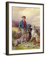 Scottish Boy with Wolfhounds in a Highland Landscape, 1870-James Jnr Hardy-Framed Giclee Print