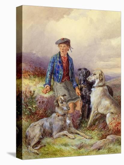 Scottish Boy with Wolfhounds in a Highland Landscape, 1870-James Jnr Hardy-Stretched Canvas
