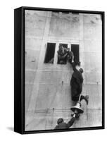Scottish Fans Scaling Wall to Avoid High Ticket Prices For Soccer Game Between Scotland and England-Cornell Capa-Framed Stretched Canvas