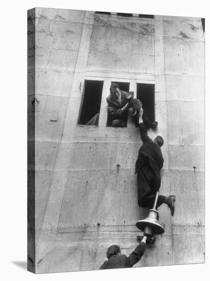 Scottish Fans Scaling Wall to Avoid High Ticket Prices For Soccer Game Between Scotland and England-Cornell Capa-Stretched Canvas