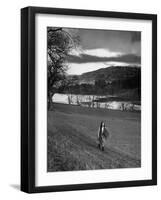 Scottish Farm Girl Walking Along a Trail Where Wordsworth Wrote Some of His Poetry-Nat Farbman-Framed Photographic Print