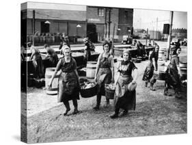 Scottish Fisherwomen at Yarmouth Gathering and Cleaning Herring-null-Stretched Canvas