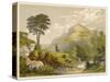 Scottish Highland Moor Scene with a Stag Set Against Majestic Hills-F. Lydon-Stretched Canvas