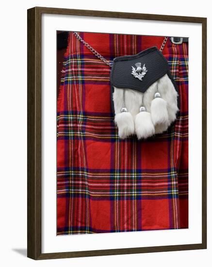 Scottish Kilt and Purse on Display for Sale, Edinburgh, Scotland, United Kingdom, Europe-Richard Maschmeyer-Framed Photographic Print