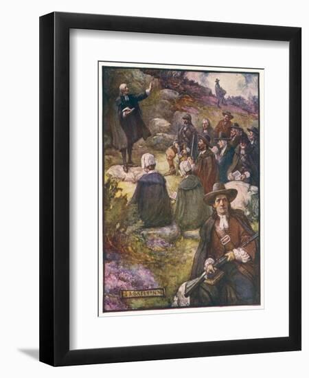 Scottish Presbyterians Worship in Defiance of Conventicle Acts-J.r. Skelton-Framed Art Print