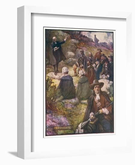 Scottish Presbyterians Worship in Defiance of Conventicle Acts-J.r. Skelton-Framed Art Print