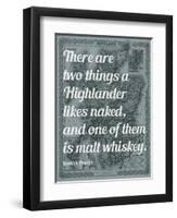 Scottish Proverb on What a Highlander Likes Naked - 1855, Scotland Map-null-Framed Premium Giclee Print