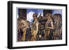 Scottish Soldiers Return from Combat-Francois Flameng-Framed Art Print