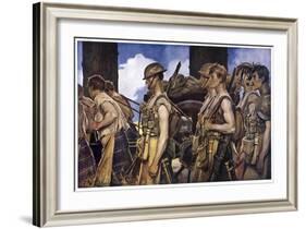 Scottish Soldiers Return from Combat-Francois Flameng-Framed Art Print