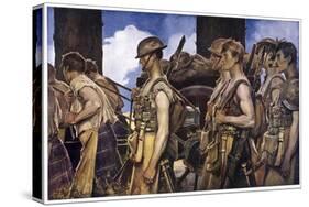 Scottish Soldiers Return from Combat-Francois Flameng-Stretched Canvas