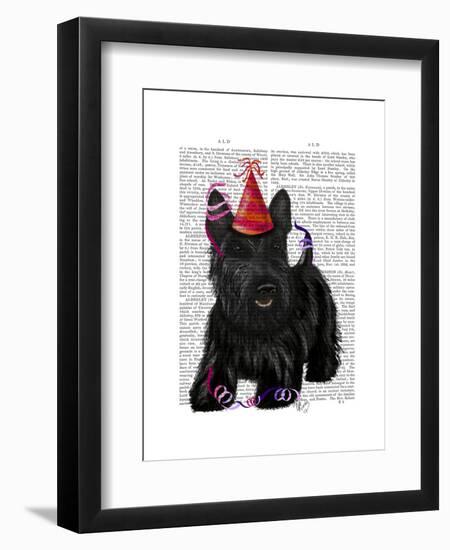 Scottish Terrier and Party Hat-Fab Funky-Framed Art Print