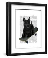 Scottish Terrier and Skateboard-Fab Funky-Framed Art Print