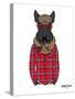 Scottish Terrier in Pin Plaid Shirt-Olga Angellos-Stretched Canvas