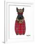 Scottish Terrier in Pin Plaid Shirt-Olga Angellos-Framed Art Print