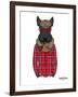 Scottish Terrier in Pin Plaid Shirt-Olga Angellos-Framed Art Print