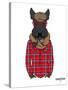 Scottish Terrier in Pin Plaid Shirt-Olga Angellos-Stretched Canvas