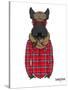 Scottish Terrier in Pin Plaid Shirt-Olga Angellos-Stretched Canvas