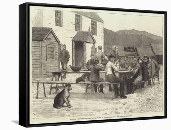 Scottish Volunteers at Home, after Dinner at a Sheep-Farm Near the Spital of Glenshee-J.M.L. Ralston-Framed Stretched Canvas